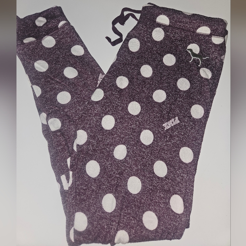 PINK Victoria's Secret Purple and White Polka Dot Pajama Lounge Pants
